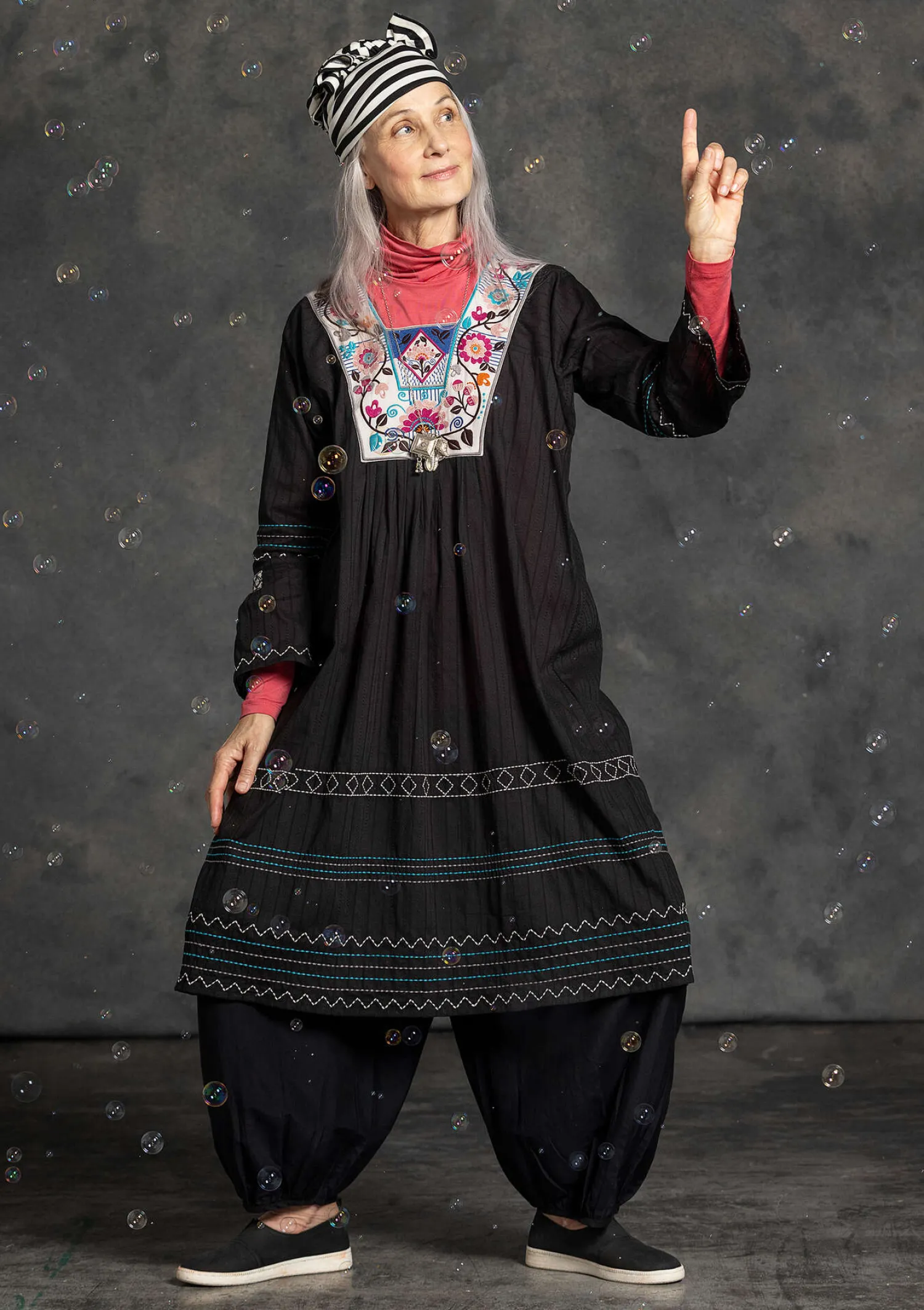 Store Gudrun Sjödén Webkleid „Kristina“ aus Bio-Baumwolle mohn
