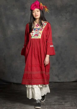 Best Sale Gudrun Sjödén Webkleid „Kristina“ aus Bio-Baumwolle mohn