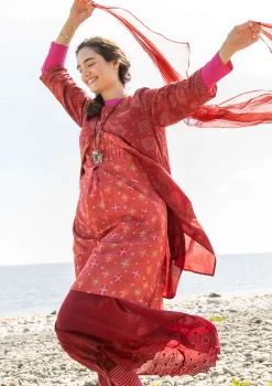 Store Gudrun Sjödén Webkleid „Neela“ aus Bio-Baumwolle rost