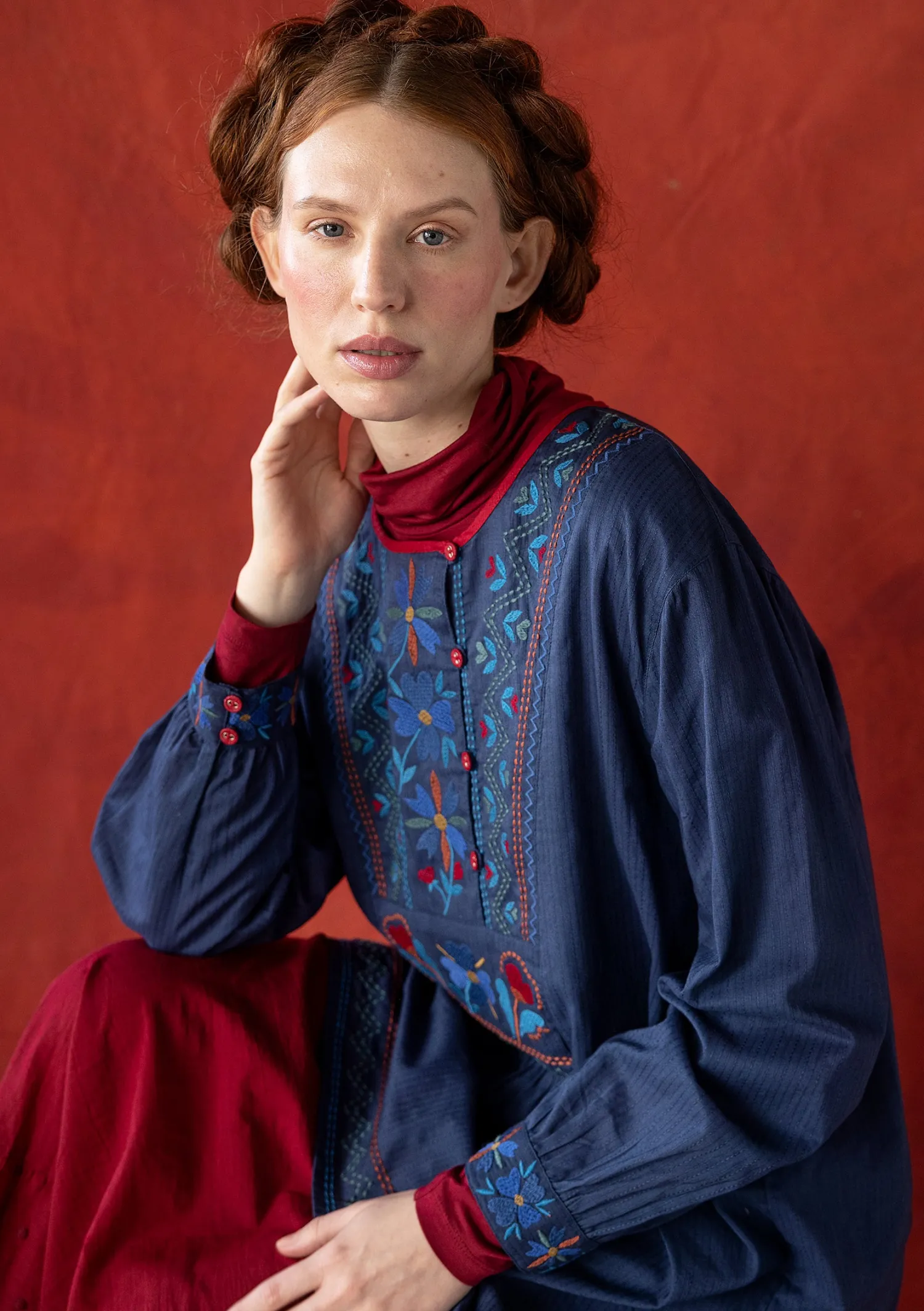 New Gudrun Sjödén Webtunika „Wanja“ aus Bio-Baumwolle mohn