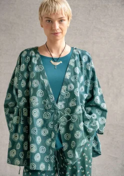 Store Gudrun Sjödén Wickelbluse „Clay“ aus Bio-Baumwolle indigogrün
