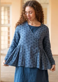 Flash Sale Gudrun Sjödén Wickelbluse „Piccolo“ aus Leinen ziegel